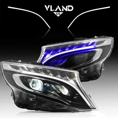 Pair For Mercedes Benz V-Class/Vito W447 MPV 2016-2023 Full LED Front Headlights - Image 1 of 4