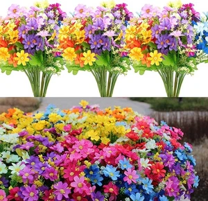 5Bundles Artificial Plants Fake Flowers Outdoor Grave Garden Porch Window Decor+ - Picture 1 of 13
