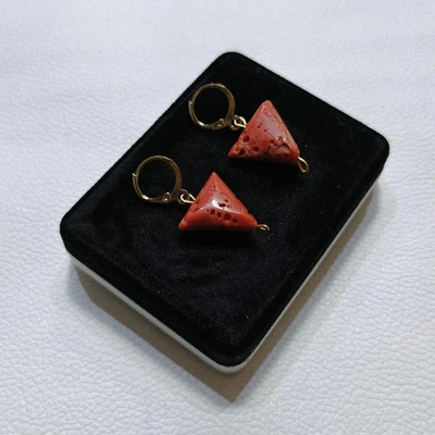 Pendiente único de piedras preciosas de coral Italia pendiente de coral coral natural hecho a mano pendiente Foto 1 de 4