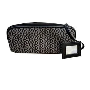 Etienne Aigner Logo Print Glasses Case with Mirror Dual Pockets - Picture 1 of 5