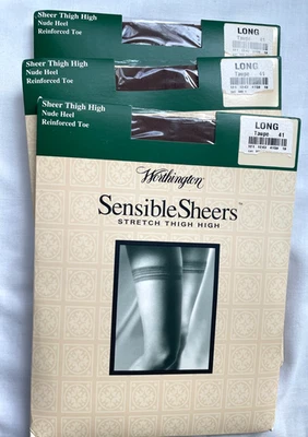Lote 3 Medias Worthington Sensibles Puras Elastizadas Hasta el Muslo Puntera Reforzada Lrg Foto 1 de 4