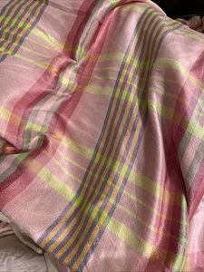 POTTERY BARN BETT & BAD 100 % SEIDE BETTDECKE KARIERT - Bild 1 von 8