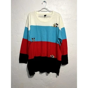 Disney the sensational color block mickey mouse sweater womens 3 cozy comfy - Picture 1 of 7
