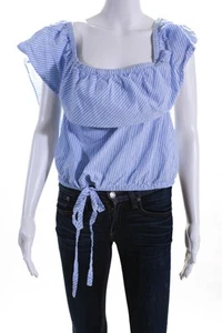 Jill Jill Stuart Womens Stripe Madison Cropped Blouse Blue Size 10 11124350 - Picture 1 of 6