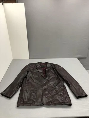 Chaqueta Blazer Abrigo Vintage Cuero Genuino Para Hombre 44L Rojo Marrón Hecho Corea Años 90 Foto 1 de 4