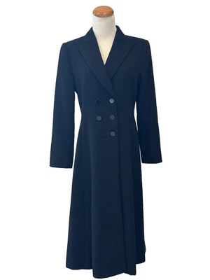 Abrigo largo para mujer Armani Collezioni estilo peplum Italia lana silencioso lujo 8 negro Foto 1 de 4