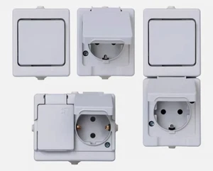Kopp Standard Feuchtraum IP44 AP lichtgrau Aufputz Schalter Steckdosen Taster - Bild 1 von 5