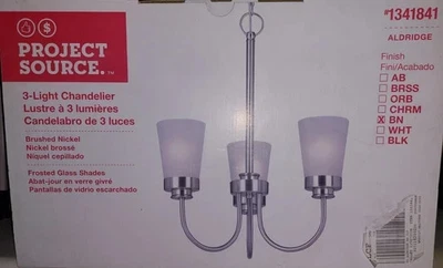 Project Source  3 Light Chandelier In Brushed Nickel New In Box 759872 - Image 1 of 2
