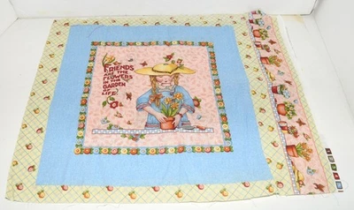 Vtg  Mary Engelbreit 2 Panel Friends are the Flowers Garden of Life Fabric 44x18 - Image 1 of 4