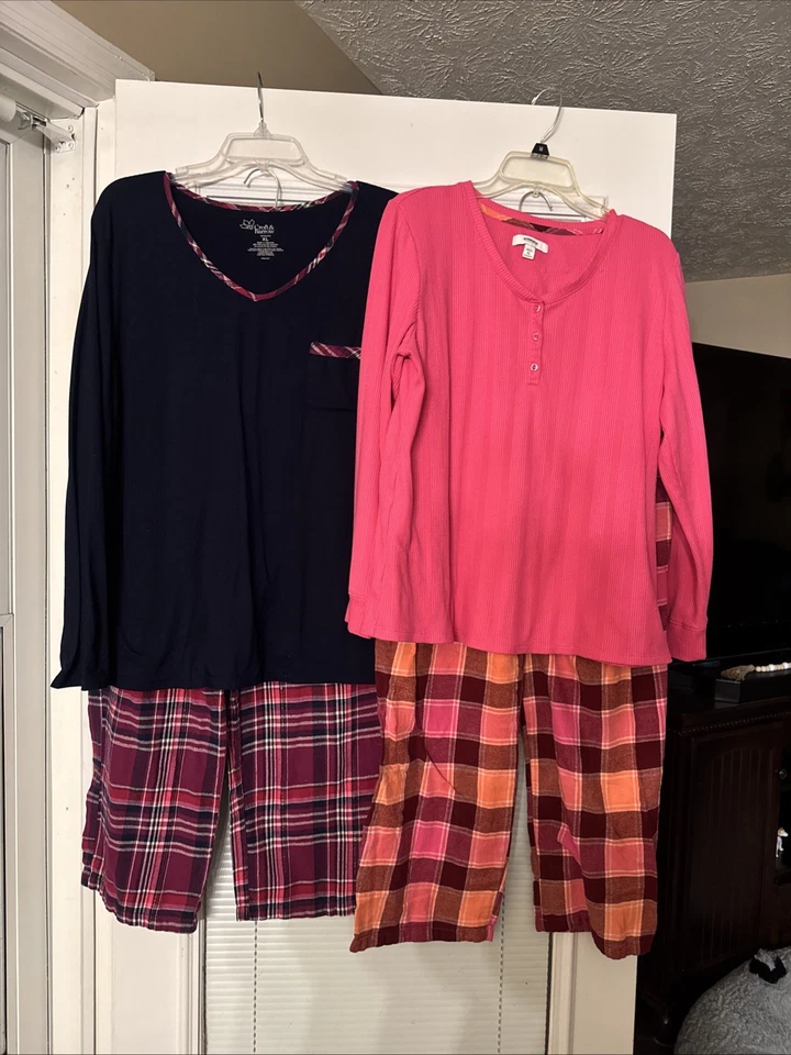 2 pares de pijamas a cuadros para mujer conjuntos de 2 piezas talla XL Foto 1 de 4