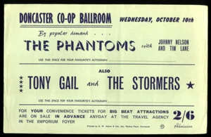 original UK 60's Gig Flyer :  THE PHANTOMS / TONY GAIL & THE STORMERS - Imagen 1 de 2