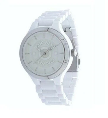 NUEVO RELOJ DKNY RESINA BLANCA ACRÍLICO CON CRISTALES, ESFERA LOGOTIPO SEÑORA NY8192 Foto 1 de 2