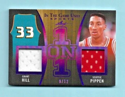 2020 Grant Hill & Scottie Pippen Leaf ITG 1 em 1 cartão JERSEY duplo! #9/12! - Imagem 1 de 2