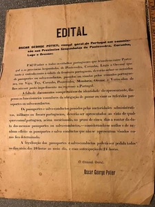 15.5” Portugal diplomatic document broadside poster Consul - Picture 1 of 1