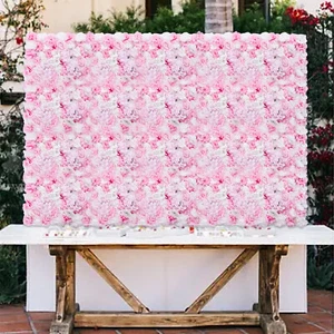 Flower Wall Panel 24" x 16" Artificial Roses Dahlias for Wedding & Party - Picture 1 of 13