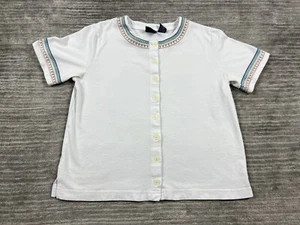 Mountain Lake Top Womens Small White Embroidered Trim Cotton Blend - Picture 1 of 12