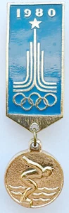 UDSSR SOWJETISCHER ANSTECKNADEL ANHÄNGER. MOSKAU 1980. OLYMPISCHE SOMMERSPIELE. SCHWIMMEN - Bild 1 von 6