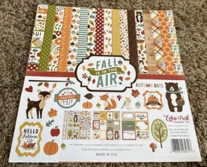 Echo Park FALL IS IN THE AIR Scrapbook Card Kit Acorns Pumpkins Wildlife Leaves - Picture 1 of 24