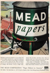 Mead Papers: Water Tower Vintage Print Ad 1953 - Bild 1 von 1