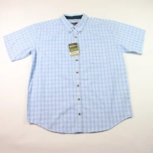 Drake Waterfowl Camp Shirt SS Blue Pocket shirt Large Stay Cool fish hunt - Picture 1 of 11