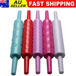 Embossed Rolling Pins 5 Designs Fondant Icing Cake Decorating Pastries Biscuits - Picture 1 of 17