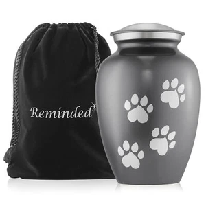 Pet Urn for Dog & Cat Ashes - Cremation Memorial Medium Gray Urn to 70 lbs - Picture 1 of 7