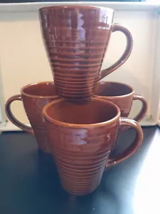 Set of 4 - Pfaltzgraff Traditions MAHOGANY Pointe 4-3/8" Coffee Cup Mugs - Picture 1 of 7