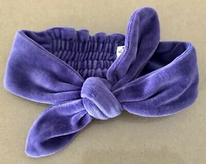 PUMPKIN PATCH Headband Purple Velvet Bow Tie Soft Shirred Elastic Stretch - Picture 1 of 4