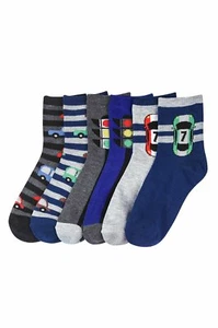 NEW MIXED LOT OF 6 PAIRS TODDLER BOYS NOVELTY TRAFFIC CREW SOCKS - Picture 1 of 5
