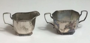 Homan Teller auf Neusilber Zucker & Milchkännchen Set W.M. Halterungen Made In USA - Bild 1 von 12