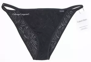 NWT Calvin Klein QF7105 "Sheer Marquisette" High Leg, Lace, String Tanga, Black - Picture 1 of 5