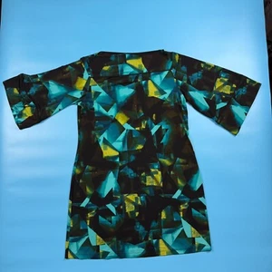 Intermission Shift Dress Womens Size 14 Blue Green Abstract Print Bell Sleeve - Picture 1 of 7