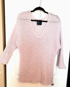 American Eagle Outfitters maglione mohair grosso manica 3/4 donna L grande rosa - Foto 1 di 10