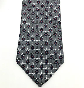 Christian Dior Herren Krawatte Grau/Rot Geometrisches Muster Seide Designer Krawatte USA - Bild 1 von 5
