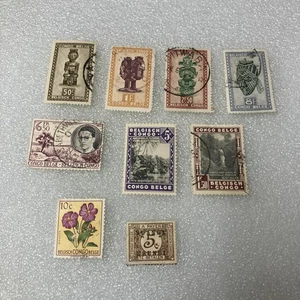 9 Vintage 1908-1960 HR Belgian Congo Colonial Stamps- $1 Ships. A DEAL- LOOK! - Picture 1 of 14