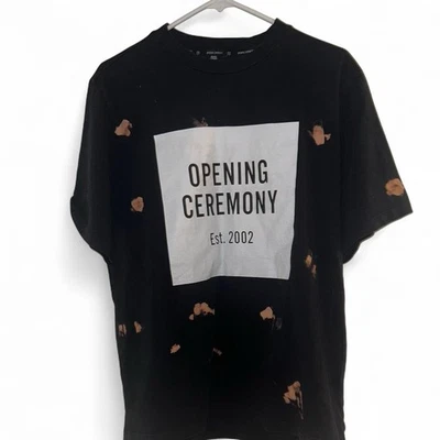 Camiseta gráfica manga corta blanca y negra con marcas blanqueadoras Foto 1 de 4