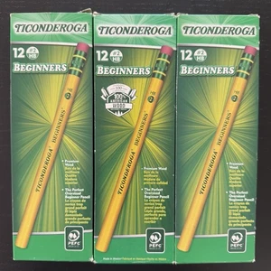 Ticonderoga Beginners Primary Size #2 Pencils Yellow w/ Eraser 13308 3-Packs - Picture 1 of 4