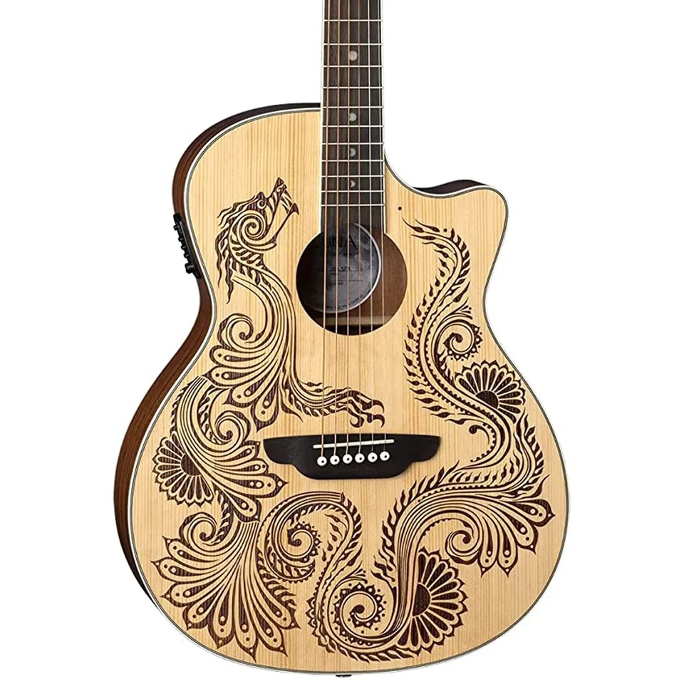 Luna Guitars Henna Dragon 6 String Spruce Acoustic/Electric Guitar - Image 1 of 1