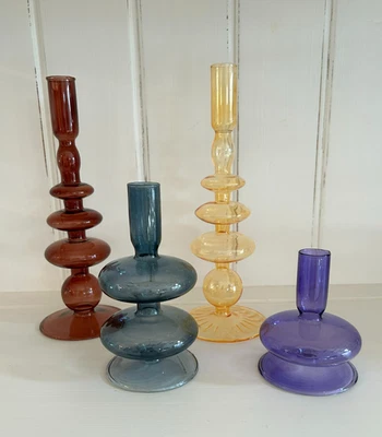 Four (4) Anthropologie Delaney Glass Candle Holders - Image 1 of 4