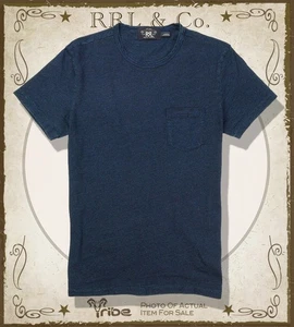 RRL Ralph Lauren Herren T-Shirt blau dunkelindigo Strick Jersey Kurzarm Tasche - Bild 1 von 2