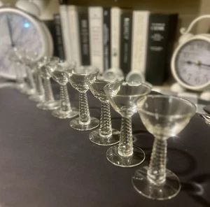 Vintage Spiral Twist Stielglas Cordial Whisky Gläser 9er Set - Bild 1 von 5