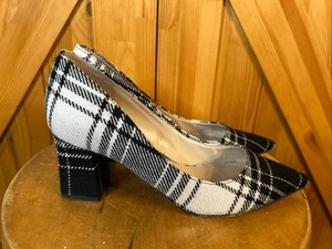 Marc Fisher Zala 5 schwarz weiß kariert schwarze Heels Größe 8M - Bild 1 von 11