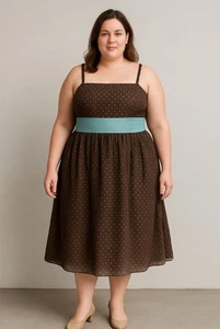 Jessica Howard braun blau gepunktetes Kleid Größe 18 Twee Cocktail-/Partykleid - Bild 1 von 7