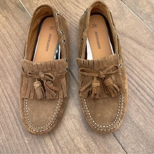 Johnston & Murphy Maggie Kiltie Tassel Driving Moccasin Chestnut Italian Suede - Picture 1 of 5