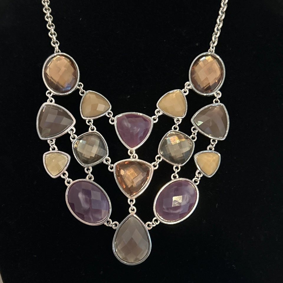 项链和耳环套装 复古银色 11 英寸链条 — 第 1/4 张图片