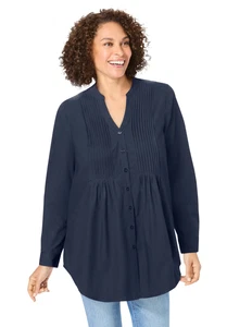 Woman Within Plus Size Perfect Pintuck Tunic - Picture 1 of 58