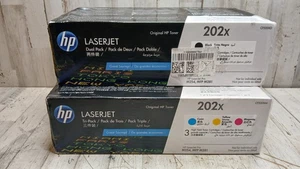 Set of 5 Genuine HP 202X High Yield Toner: 2x CF500XD, 3x CF500XM Black, Cyan + - Picture 1 of 3