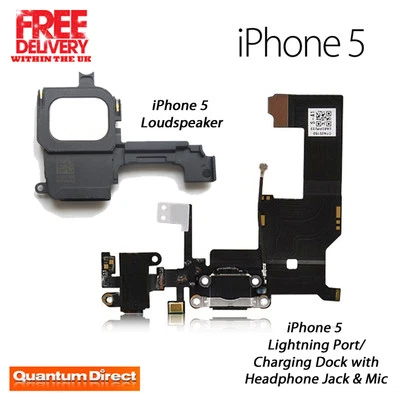 iPhone 5 Replacement Charging Dock/Port Assembly+Loudspeaker BLACK - Image 1 of 3