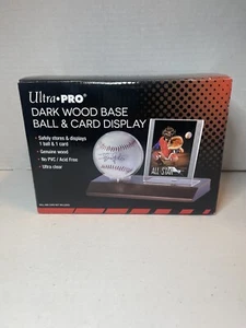 Ultra Pro Wood Base Ball & Card Holder (Dark Wood) Wooden Baseball Display Case - Picture 1 of 9