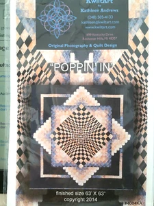 KwiltArt 4004 POPPIN' IN 63x63" patrón de edredón 2014 Kathleen Andrews - Imagen 1 de 4
